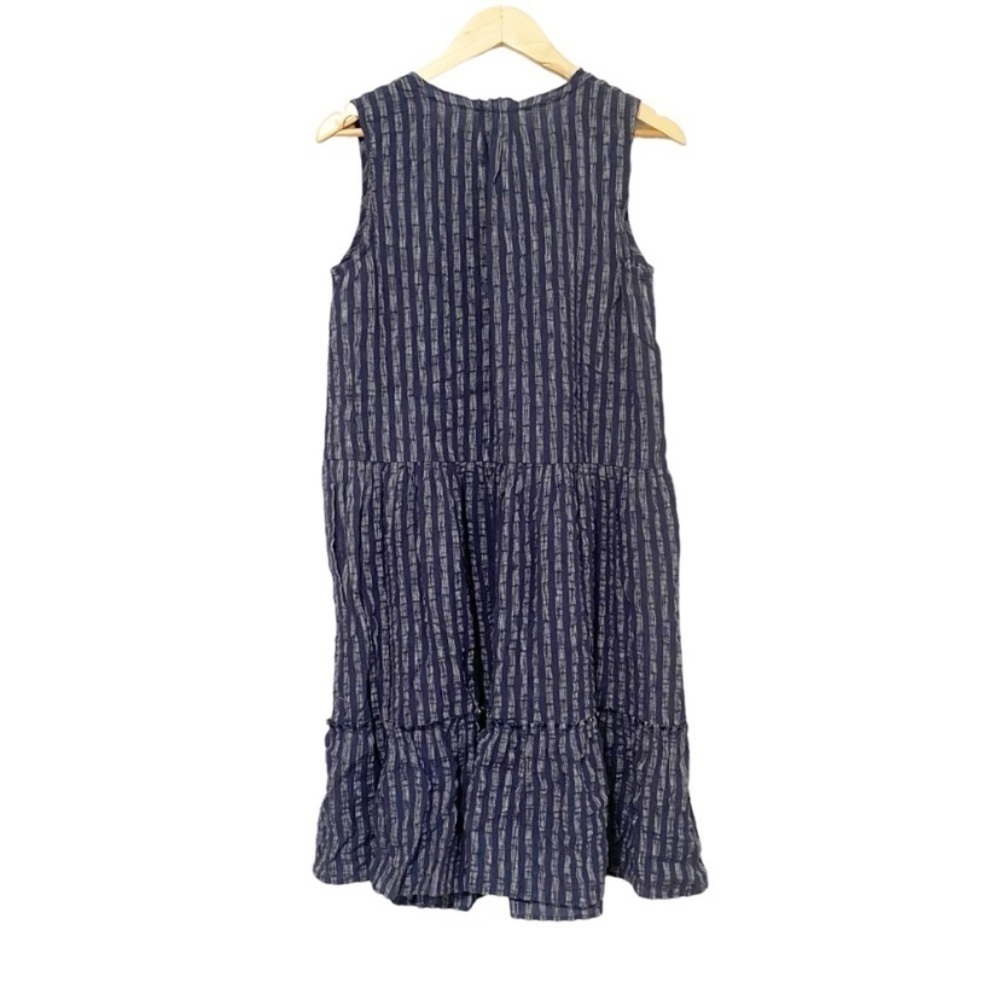 J. McLaughlin Navy Sleeveless Tiered Midi Dress with White Stripe - Picture 5 of 10